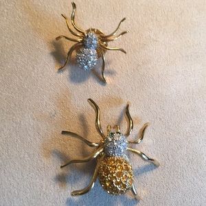 Jewelry - FUN Pair of Crystal Spider Pins Jewelry - FUN Pair of Crystal Spider Pins